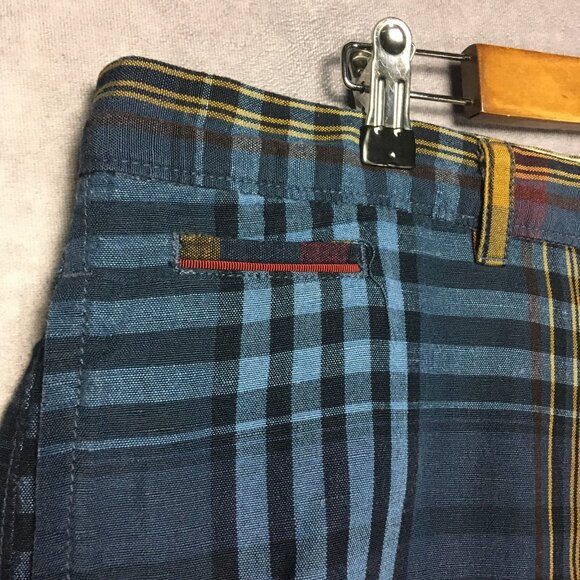 Tommy Bahama Mens Linen Shorts size 40 Blue Plaid Flat Front Casual Summer - Picture 8 of 14